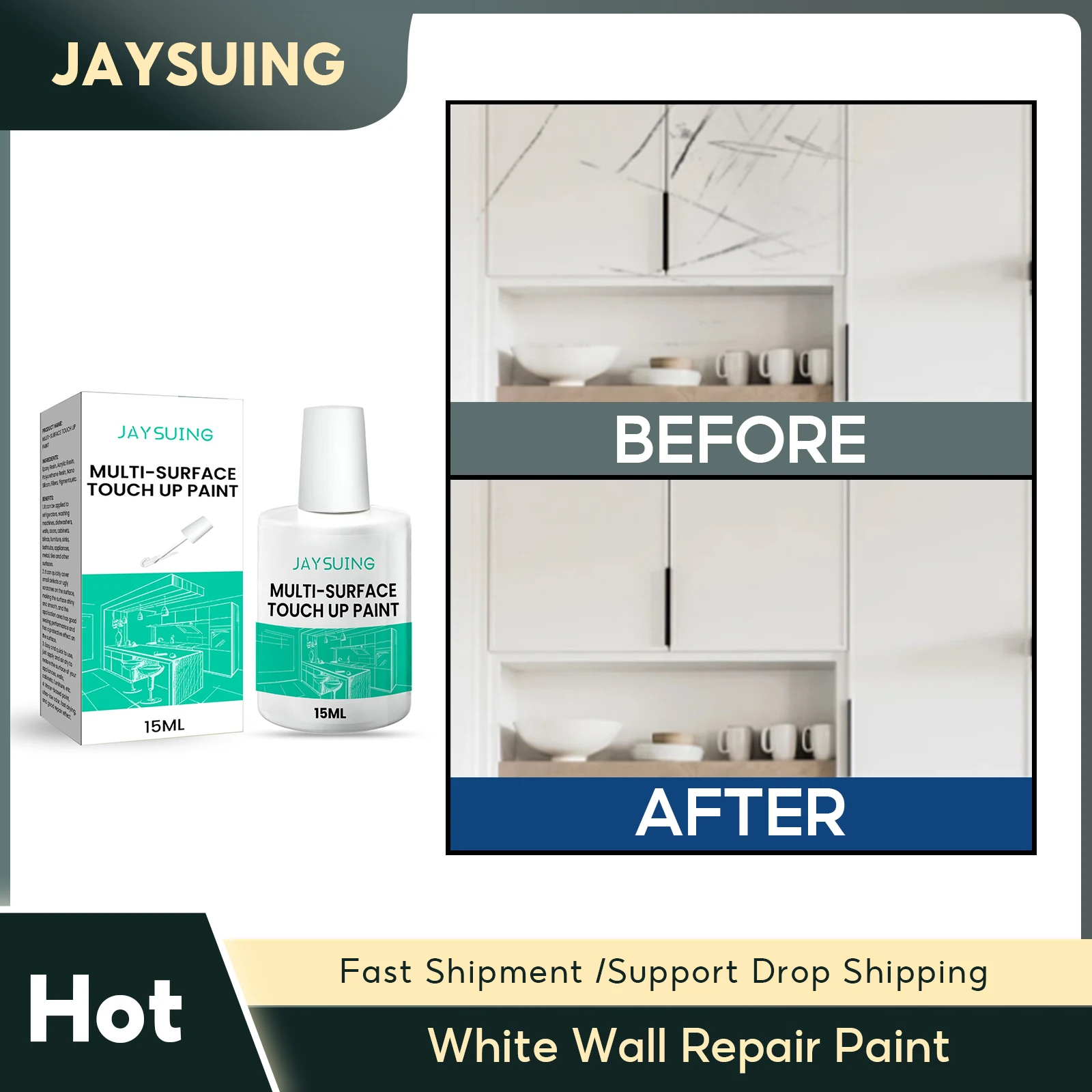 White Wall Repair Paint Graffiti Covering Hole Peeling Gap Crack Repair Paint Valid Mouldproof Quick-Drying Wall Mending Agent