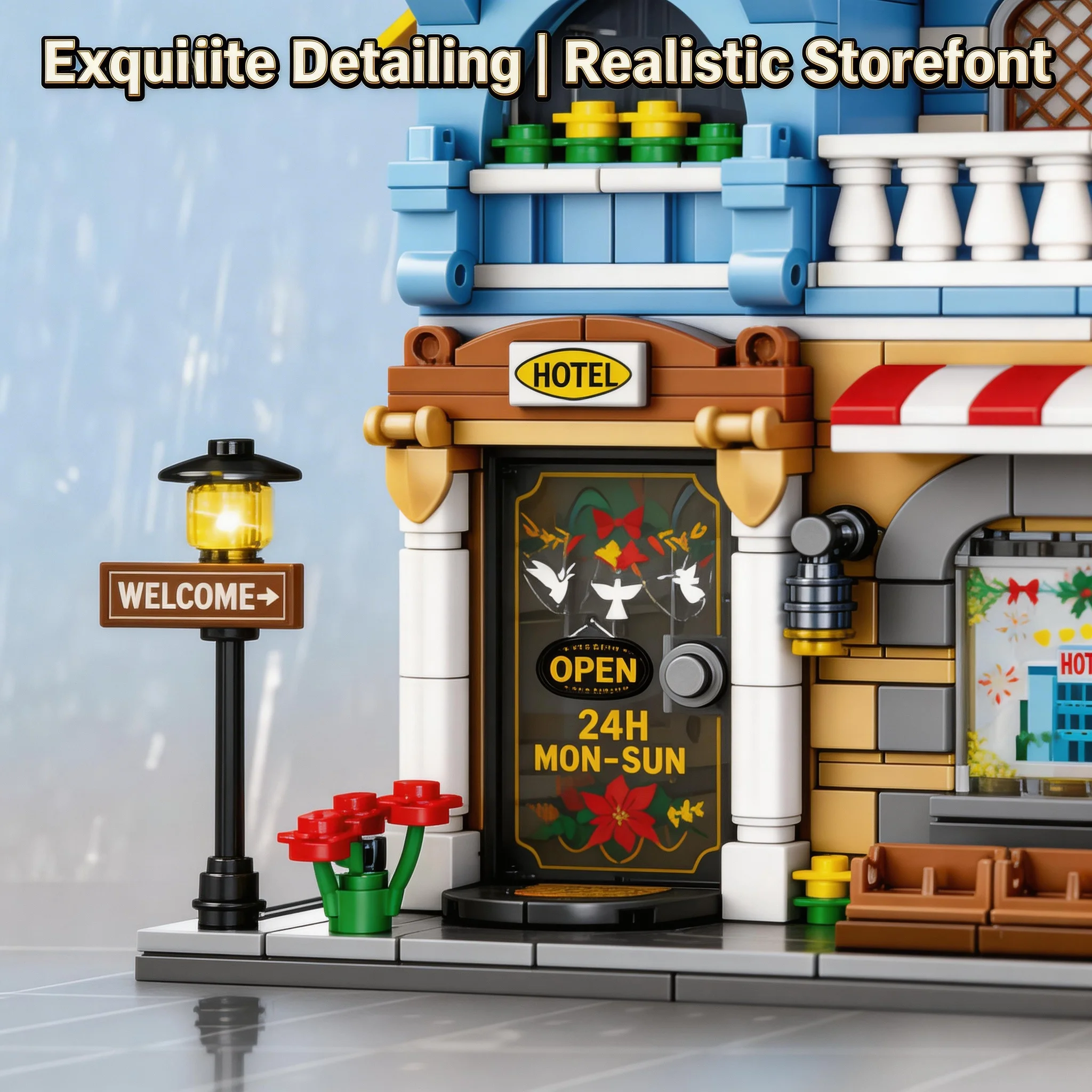 City Street View Hotel Modular Building Blocks, MOC Architecture Bricks Set, DIY Town Life Model Toys for Kids & Adults