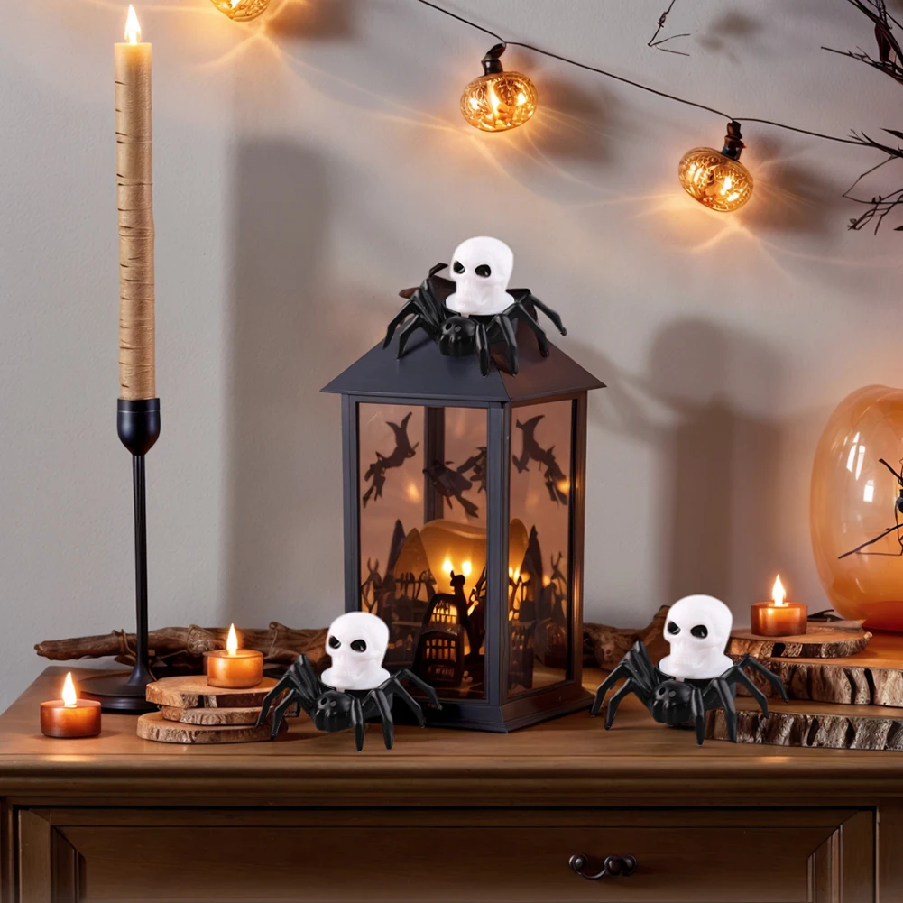 12 قطعة من مقل العيون العنكبوتية للهالوين تعمل بالبطارية شموع تعمل بالبطارية لطاولة حفلات الهالوين ديكور المنزل المخيف #5