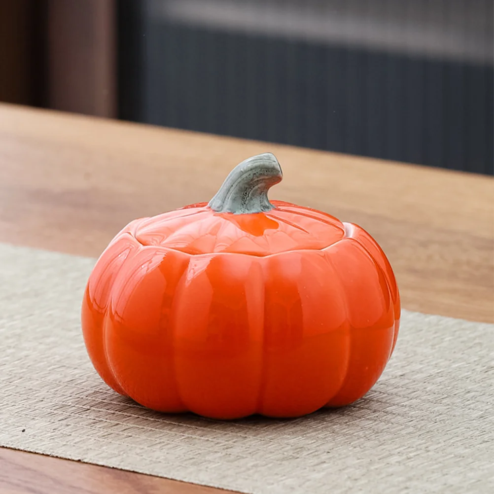 Pumpkin Cup Bowls with Lid Fruit Cookie Jar Porcelain Food Container Shaped Ceramic