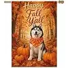 Happy Fall Yall Garden Flag 28x40 Inch Siberian Husky Bandana Pumpkins Forest Rustic Polyester Double Sided Printed for Yard llz