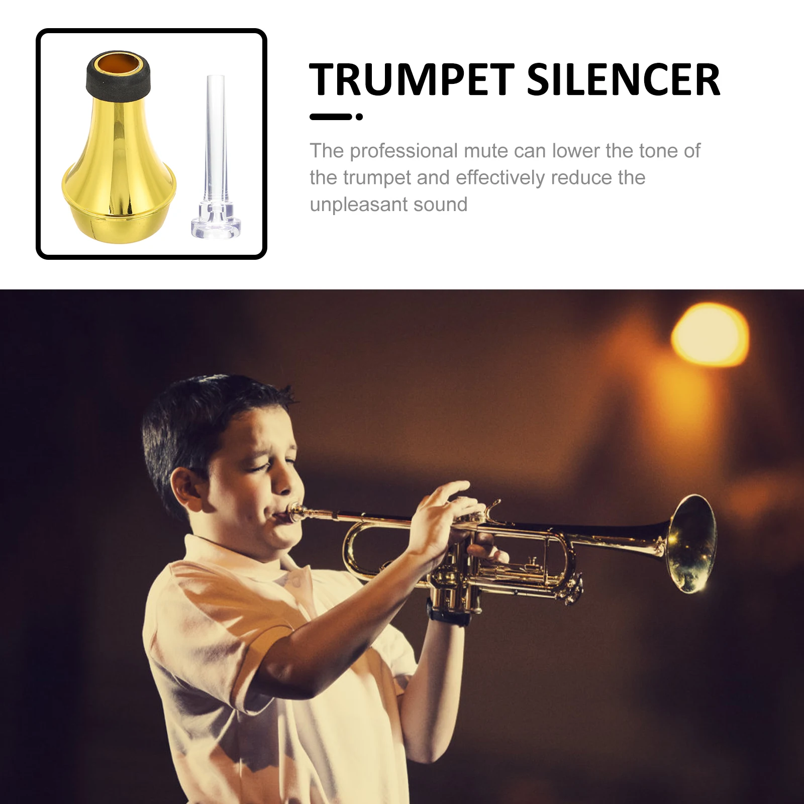 

Wormless Mouth Set Trumpet Mouthpiece Replacement Straight Mute Beginner Practice with Abs