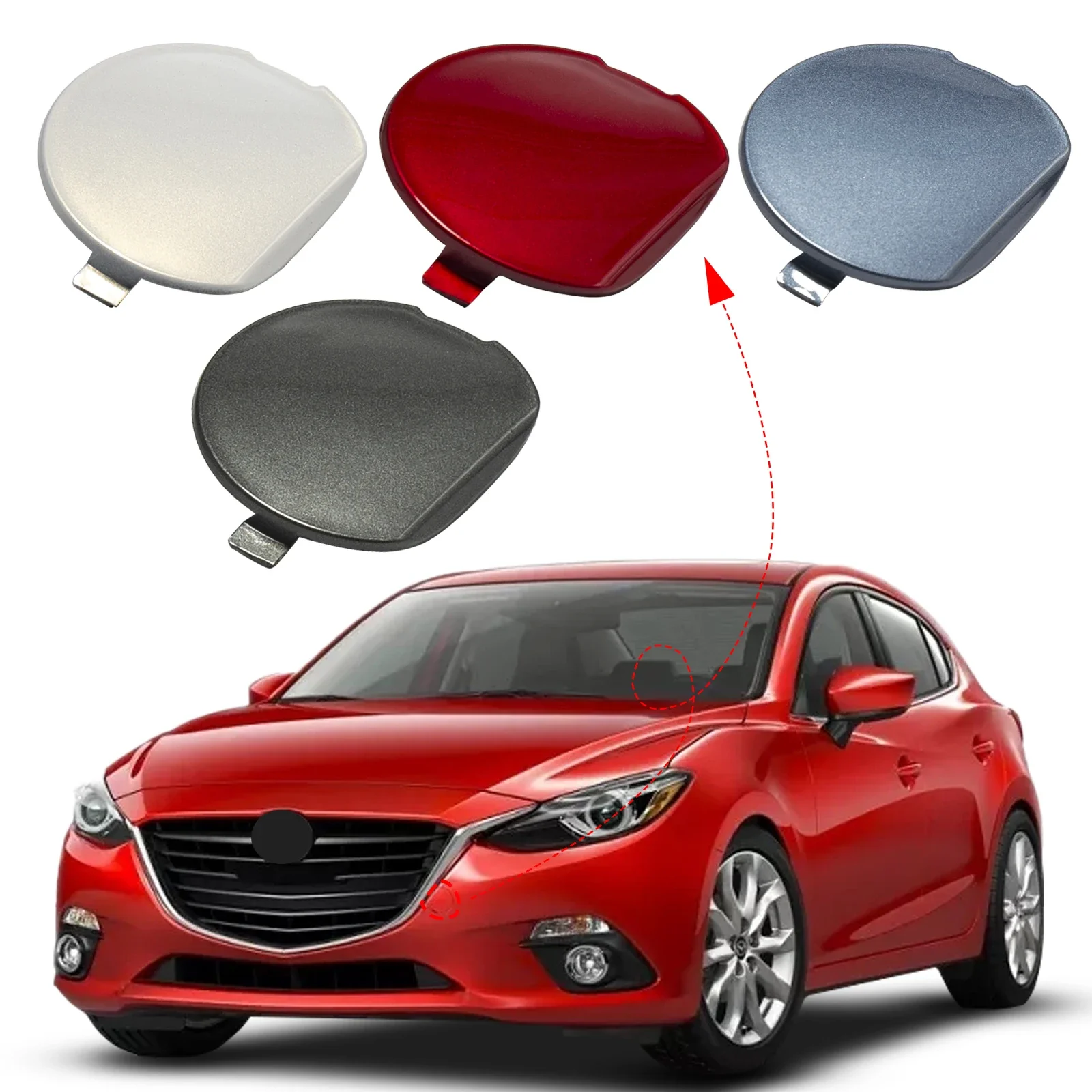 

Front Bumper Tow Hook Cover Cap Towing Eye For Mazda 3 Axela Accessories 2014 2015 2016 Left BHN1-50-A11-BB BHN150A11BB