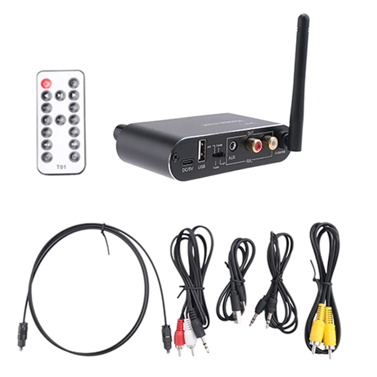 M20K Digital-To-Analog Converter Bluetooth 5.1 Receiver DAC Optical/Coaxial to AUX 3.5 mm Audio Output with Volume Control