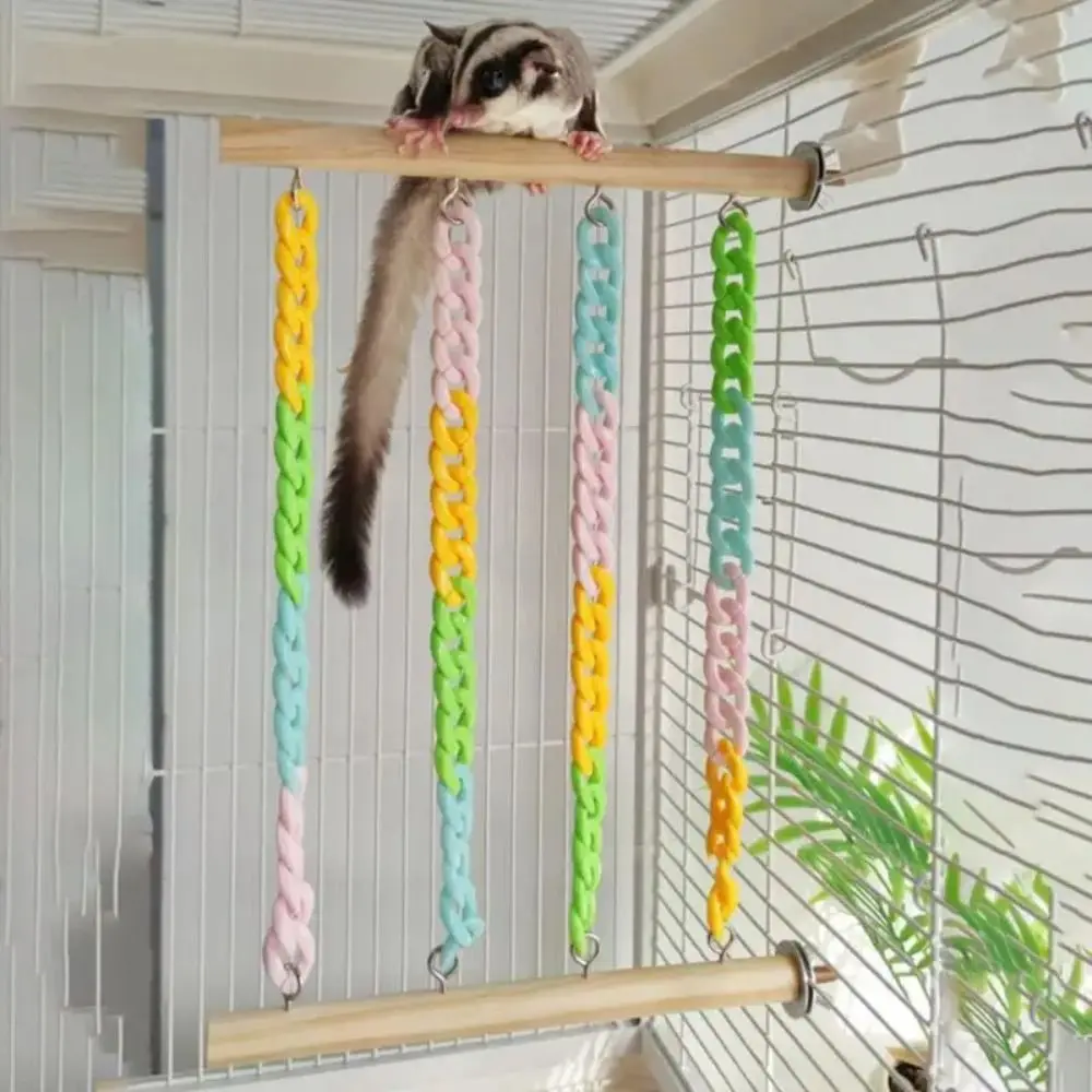 Жевательный сахарный планер, игрушки для скалолазания, красочные цепочки, износостойкая веревка для мышей, подставка для качелей, устойчивая к укусам, не качающаяся Жевательный сахарный планер, игрушки для скалолазания, красочные цепочки, износостойкая веревка для мышей, подставка для качелей, устойчивая к укусам, не качающаяся