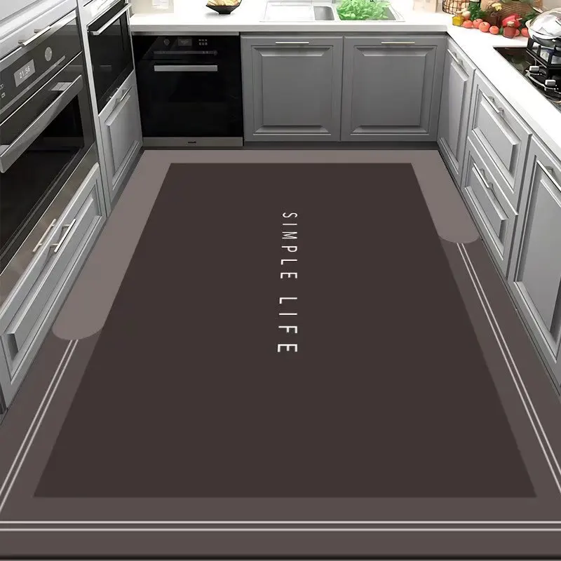 Simple Anti-fouling and Oil-proof Kitchen Mat Home Large Area Wear-resistant Rug Washable Pvc Leather Carpet for Living Room