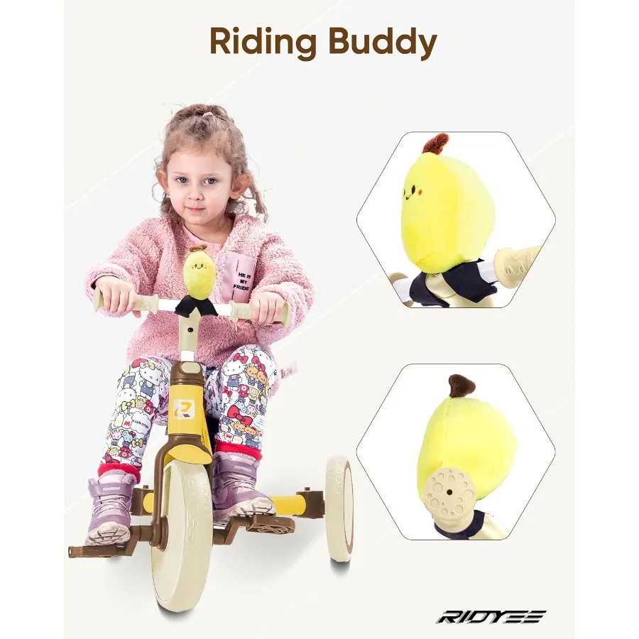 1.5세부터 3세까지 사용 가능한 5-in-1 유아용 세발자전거, 부모가 밀어주는 자전거, 도구 없이 변형 가능한 밸런스 바이크, 안전벨트 탈부착 가능