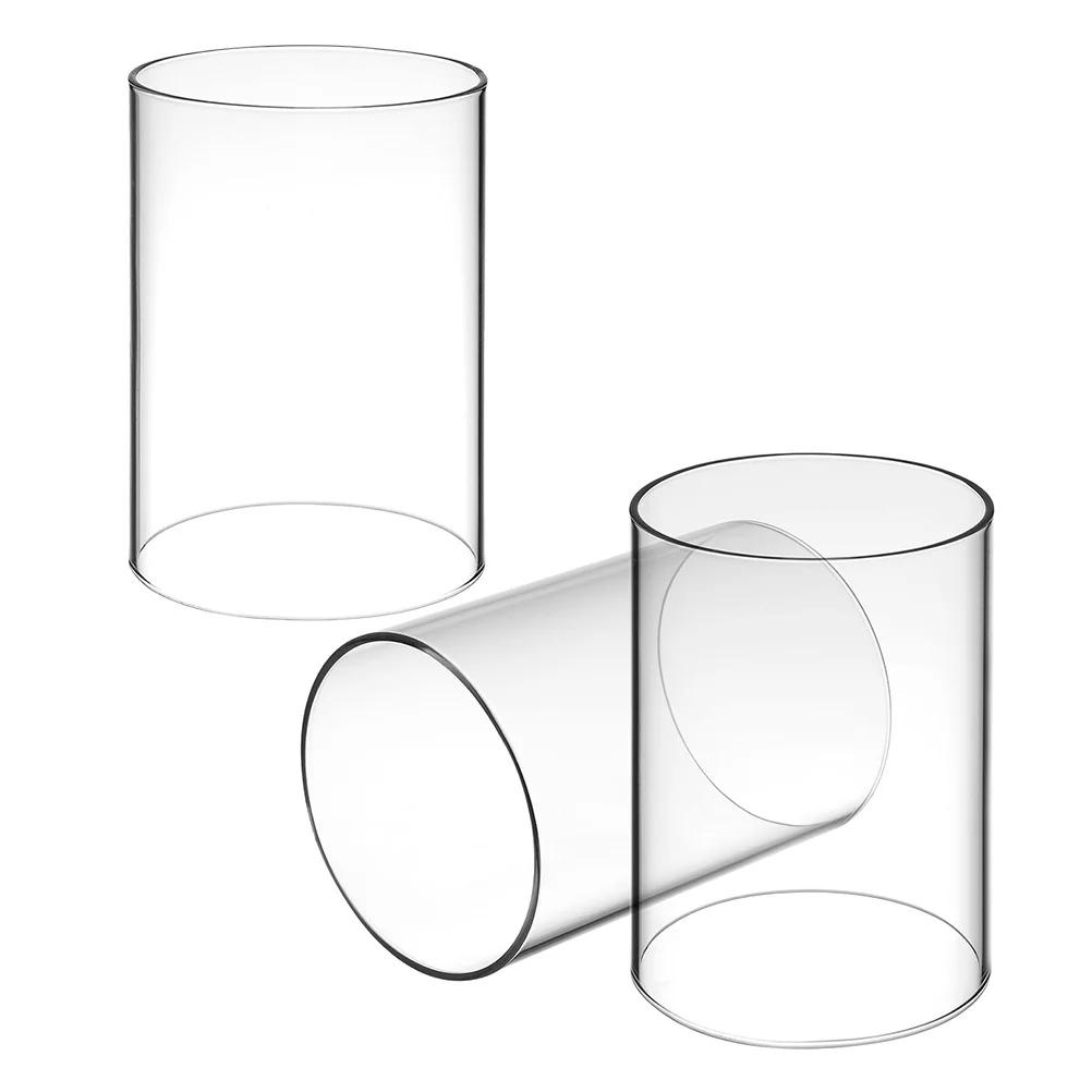

3Pcs Clear Glass Cover Cylindrical Windproof Shade for Pillar Taper Candles Home Decor