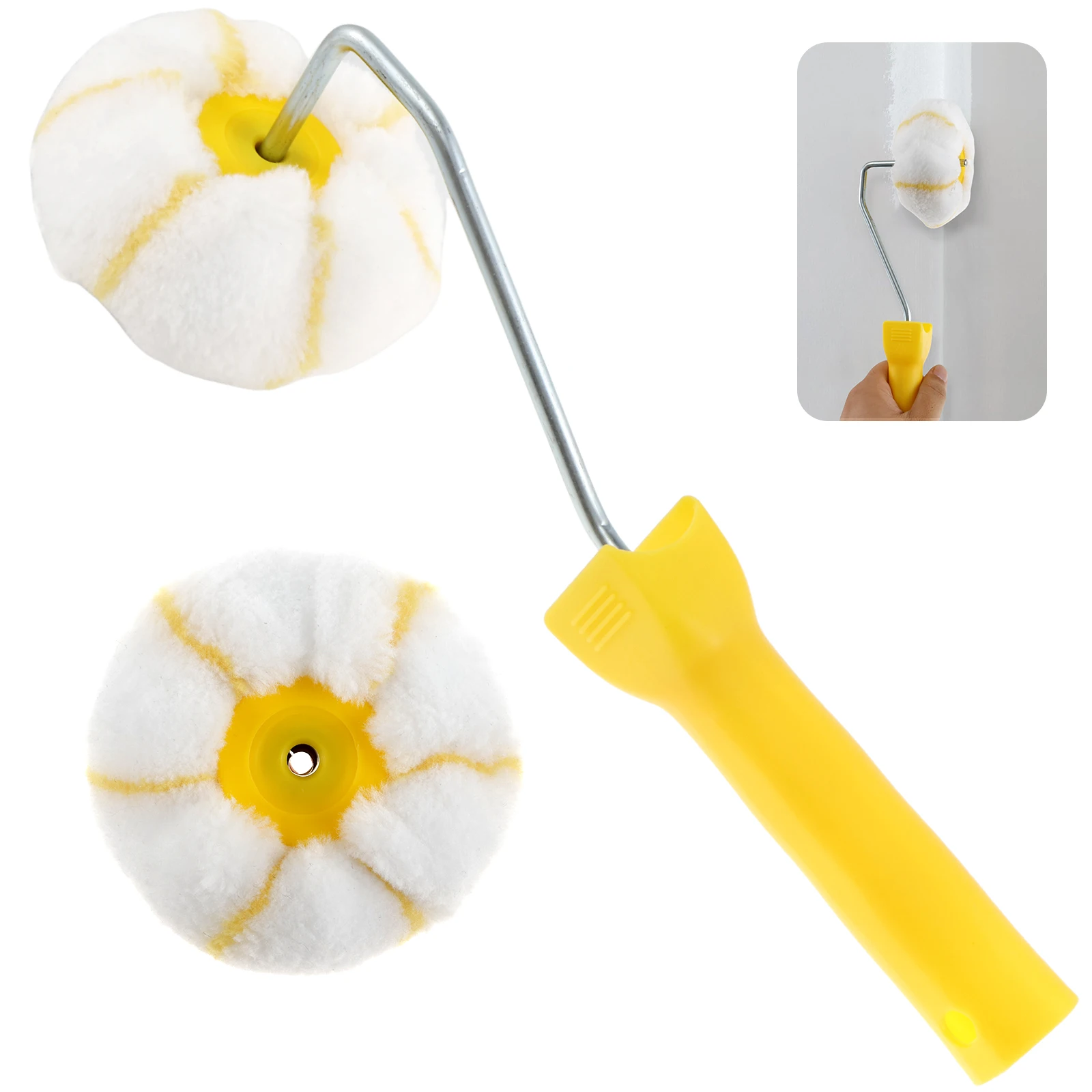 Kit de rouleau de peinture d'angle pour cloisons sèches, outil de rouleau d'angle, coupe-bordure, facile à nettoyer, efficace