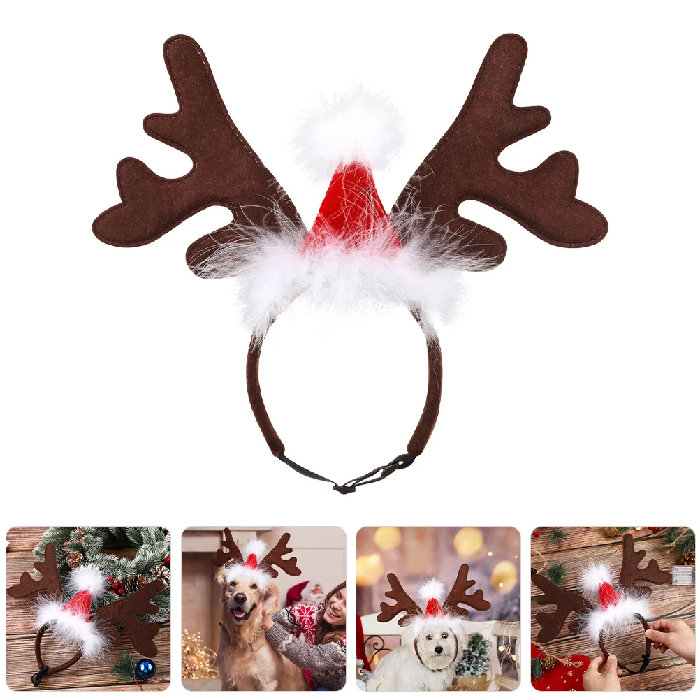 

2Pcs Pet Christmas Antlers Headband Reindeer Ear Design Comfortable Holiday Dog Headband Festive Party Cat Christmas Accessories