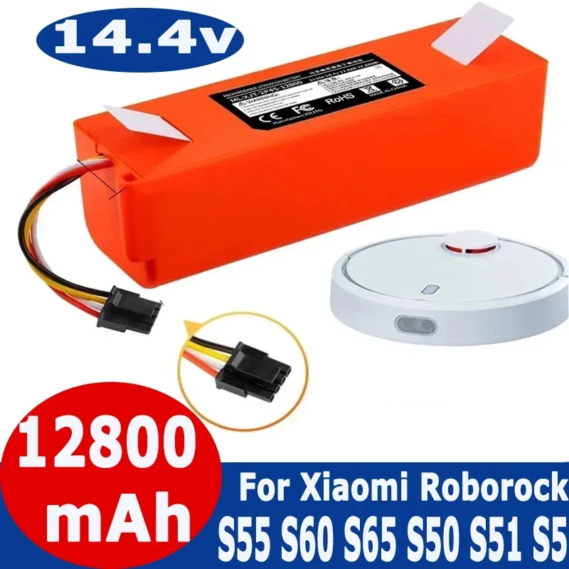 

14.4V 12800mAh Robotic Vacuum Cleaner Replacement Battery For Xiaomi Roborock S55 S60 S65 S50 S51 S5 MAX S6 Parts