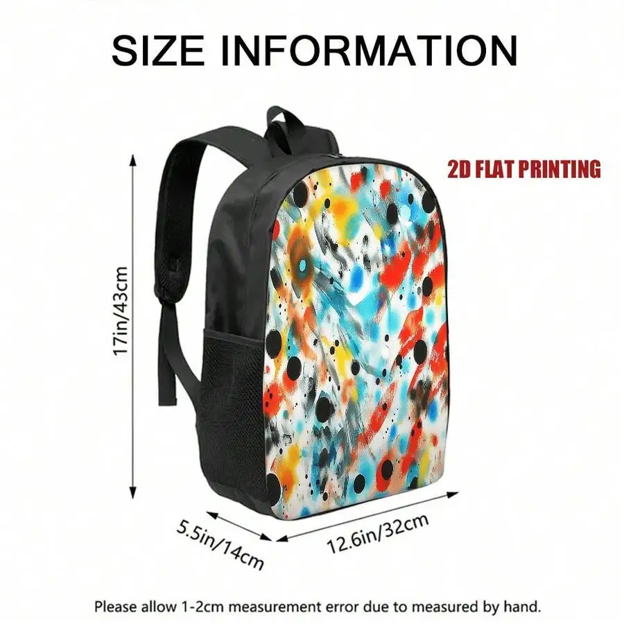 

Colorful Abstract Swirl Pattern Backpack For Adults, Stylish Casual School Bag With Zipper Closure