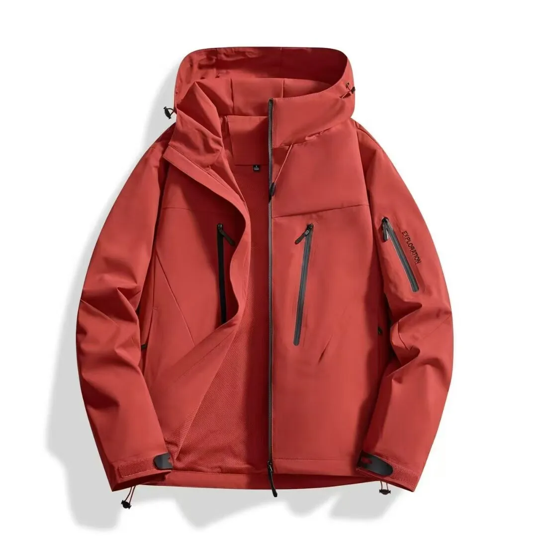 100kg Men Women Outdoor Hardshell Jacket, Fully Heat Sealed Seams Waterproof Wind Resistant Detachable Inner Coat, Outdoor Work
