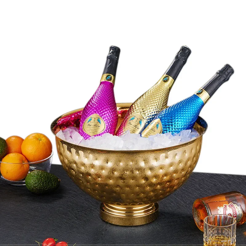 New Wine Chiller Champagne Bowls Nordic Hammer Knob Champagne Bowl Beverage Cooler Party Service Gold Sliver Ice Bowls