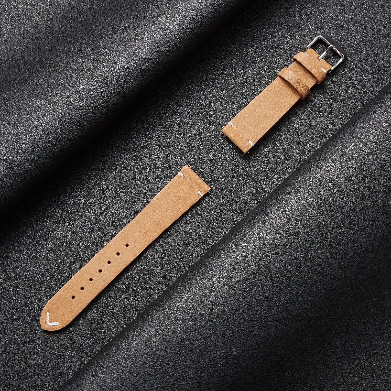 UTHAI Retro Frosted Leather 18mm 20mm 22mm smartwatch strap with quick detachable ultra-thin soft top layer cowhide watchband