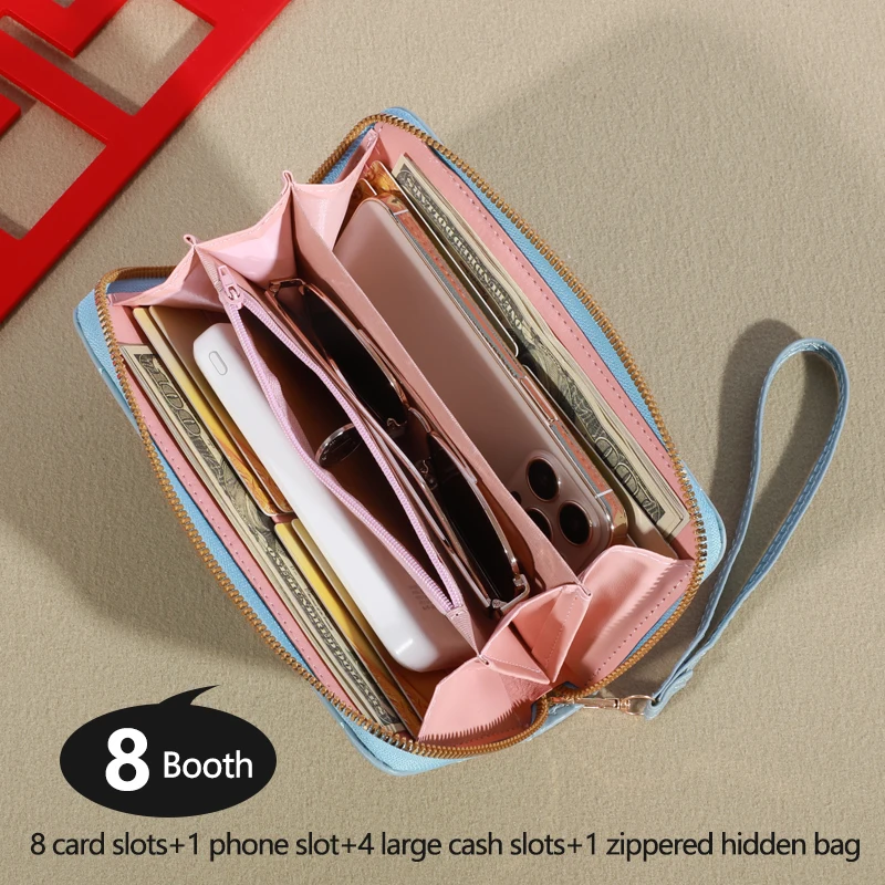 Модный стеганый длинный кошелек для женщин, кошелек для монет на молнии, с несколькими отделениями для карт