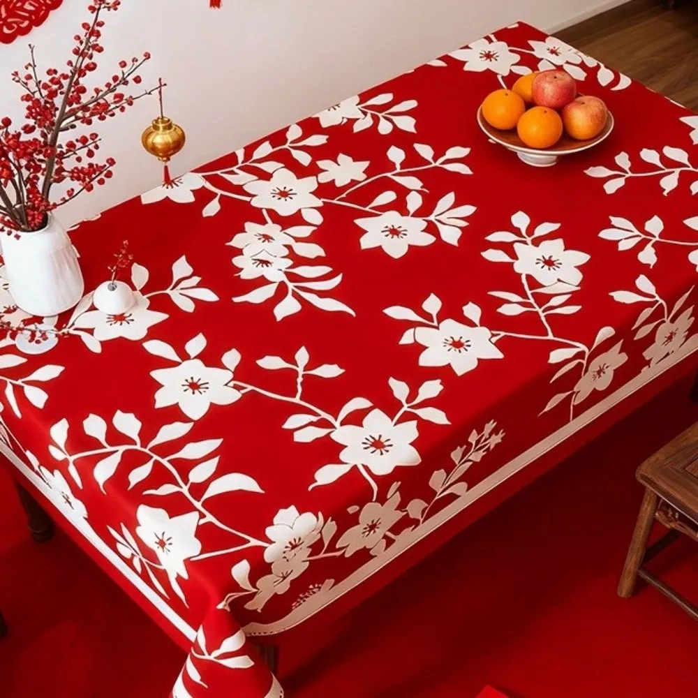

Household Waterproof New Year Tablecloth Stain Resistant Light Luxury Table Runner Washable Cartoon Coffee Table Mat Restaurant