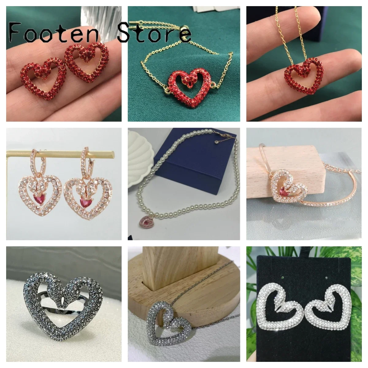 

Original 2025 Romantic Party Gift Charming Pink Heart shaped Crystal Luxury Pearl Necklace Earrings for Women's High Jewelry Set