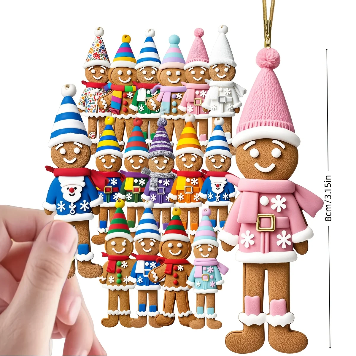 15 قطعة عيد الميلاد خشبية لطيف الزنجبيل رجل 2D قلادة خشبية مسطحة شجرة عيد الميلاد الديكور الكمال هدية عيد ديكور #3