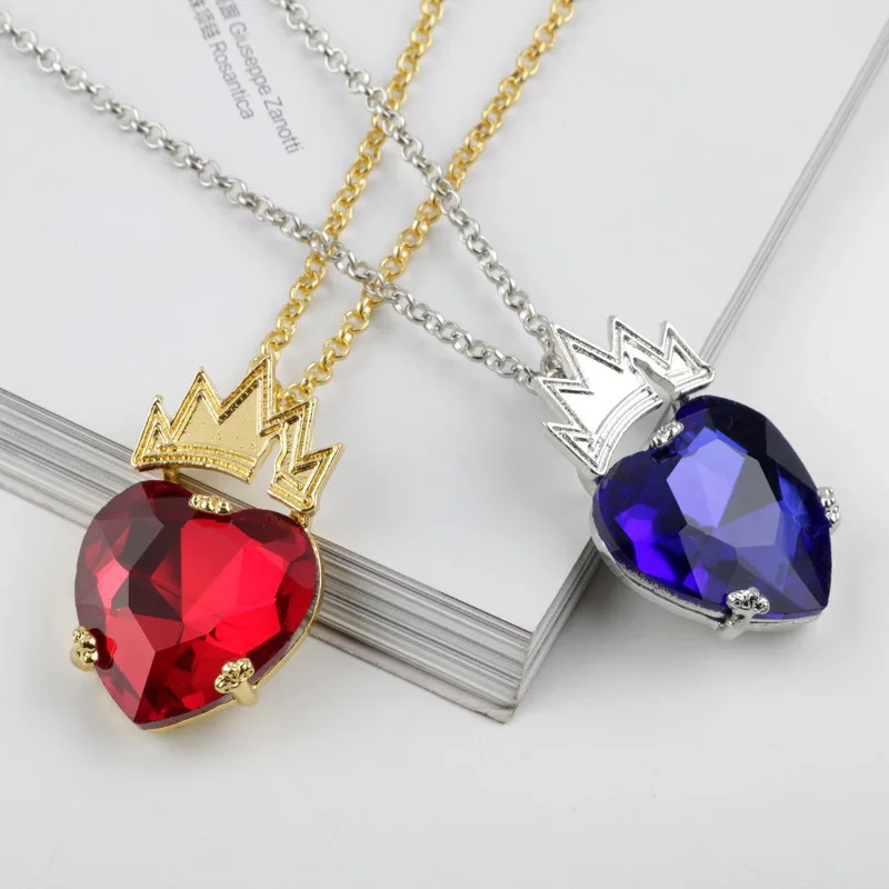 Movie Descendants 3 Necklace Cute Evie Fairest Red Heart Crown Pendant Necklaces Jewelry Cosplay Props Accessories For Women