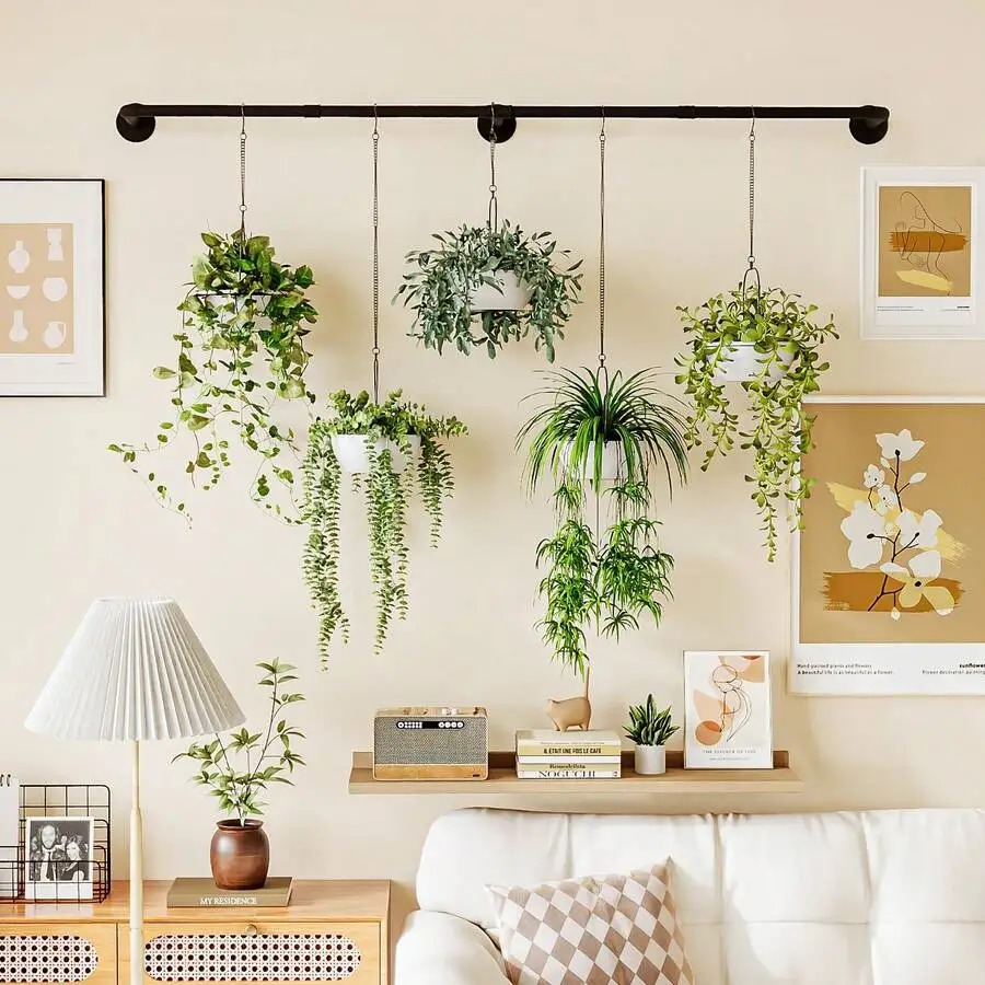 Hanging Plant Holder For Window Plant Plant Hanger Indoor 70in Hanging Planters Rod Shelves Metal Rod Pots Not Included