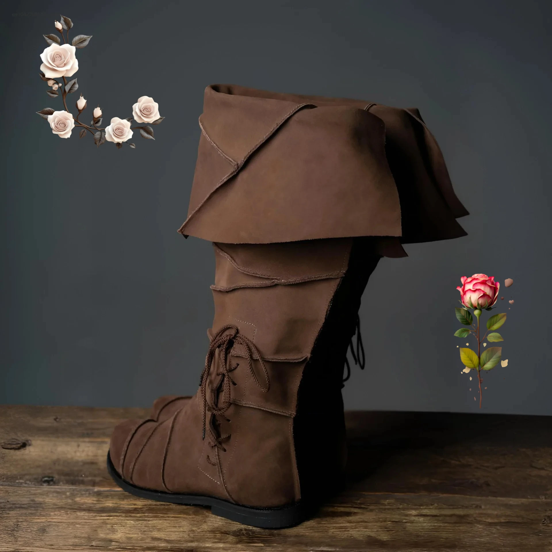 

Men's Viking Pirate Steampunk Knight Boots - 2025 Vintage Renaissance Low Heel Tall Cosplay Shoes