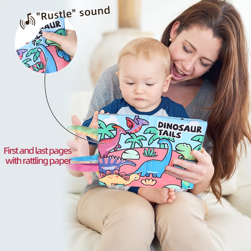 Baby early education cloth book puzzle toy, washable and durable, four page dinosaur series