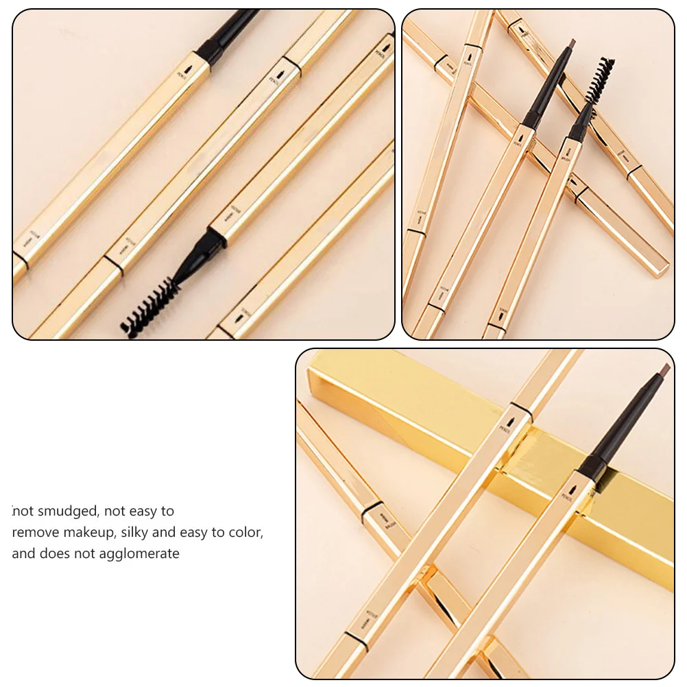 5 pièces petits crayons à sourcils barre d'or matériau de qualité supérieure outil de maquillage de forme naturelle longue durée crayons à sourcils stylos à sourcils