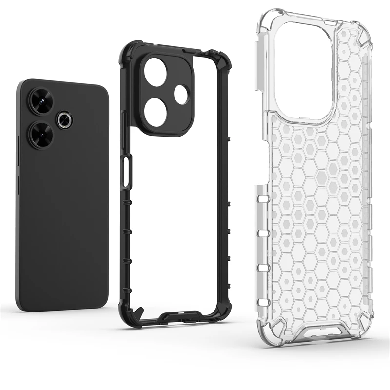 Honeycomb Shockproof For Xiaomi Redmi 13 Case Armor Phone Capa Redmi 13 Cover Translucent Protector Cover Redmi 13 Case view 2