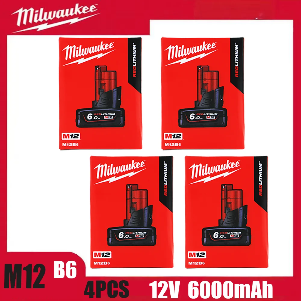 Baterie Milwaukee M12 12V originální lithiová baterie 5000mAh/6000mAh M1248-11-2401 48-11-242 M12B6 pro elektrické nářadí - náhled 3