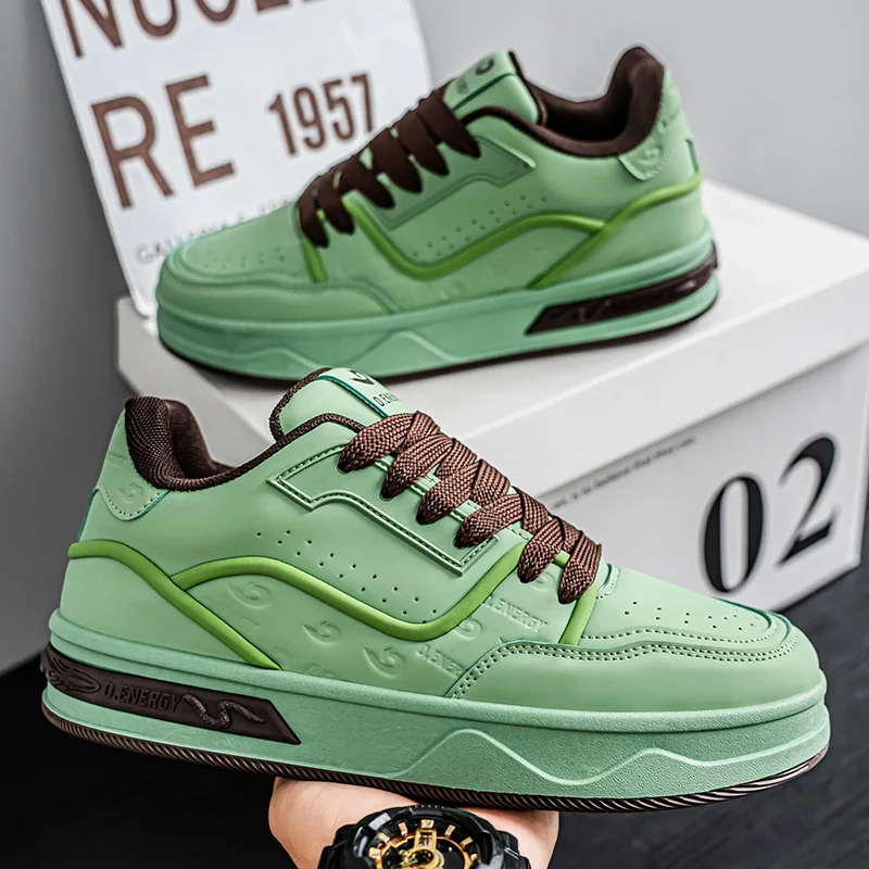 

Fashion Green Skateboard Shoes Men Comfort Versatile Men's Designer Shoes Lace-Up Platform Skate Sneakers Man zapatillas hombre