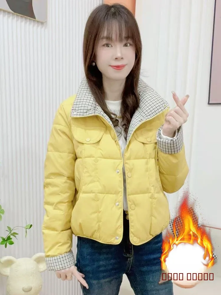 

Thiened ort down Cotton Jaet Women's Faionable Quilted Coat Korean Sle Commute Winter Outerwear