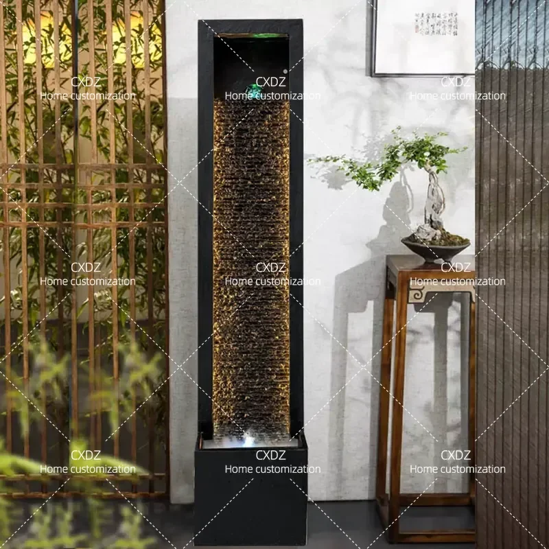 Modern Simple Indoor Water Fountain Flowing Water Feature for Living Room Entrance Feng Shui Wheel Water Curtain Wall Decor