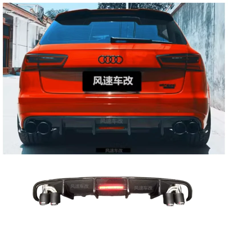 

For Audi A6 C7 Travel Avant/Allroad 2016 2017 2018 High Quality Carbon Fiber Trunk Bumper Rear Diffuser Spoiler Exhaust Cover