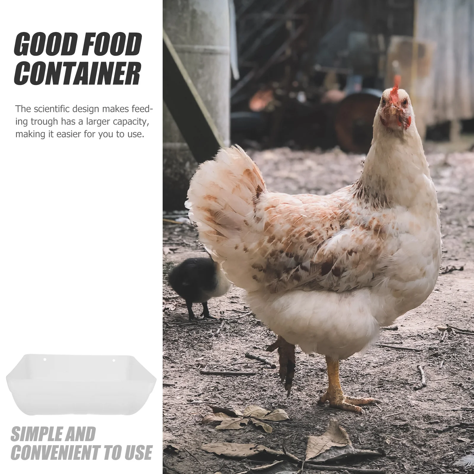 

Poultry Feeder Automatic Chicken Feeding Container Heavy Duty Plastic Hanging Trough for Coop Duck Rabbit Goat Deer Feeder