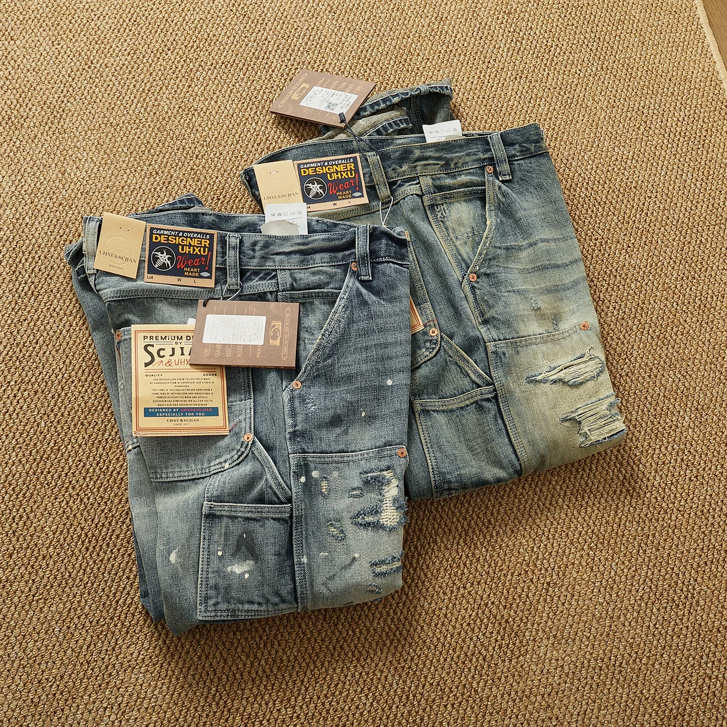 

Джинсы Heavy Du Premium Workwear, мужские джинсы с заплатками, масляные витражи, тяжелые брюки для деревообработки, хлопковые эластичные брюки в стиле ретро