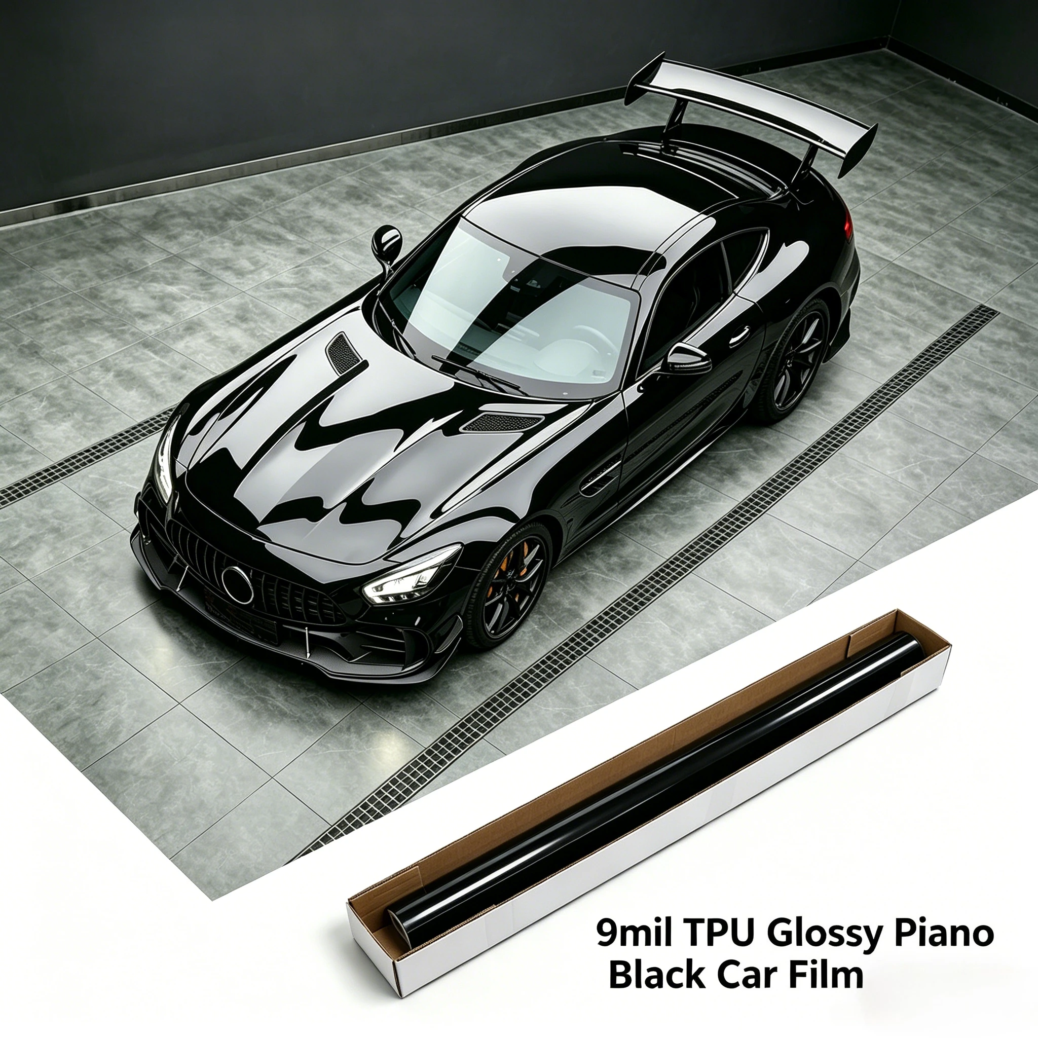 

9mil TPU Glossy Piano Black Car Roof Vinyl Wrap Film Scratch Resistant Self-Adhesive Auto Protection Decoration Film Accessories
