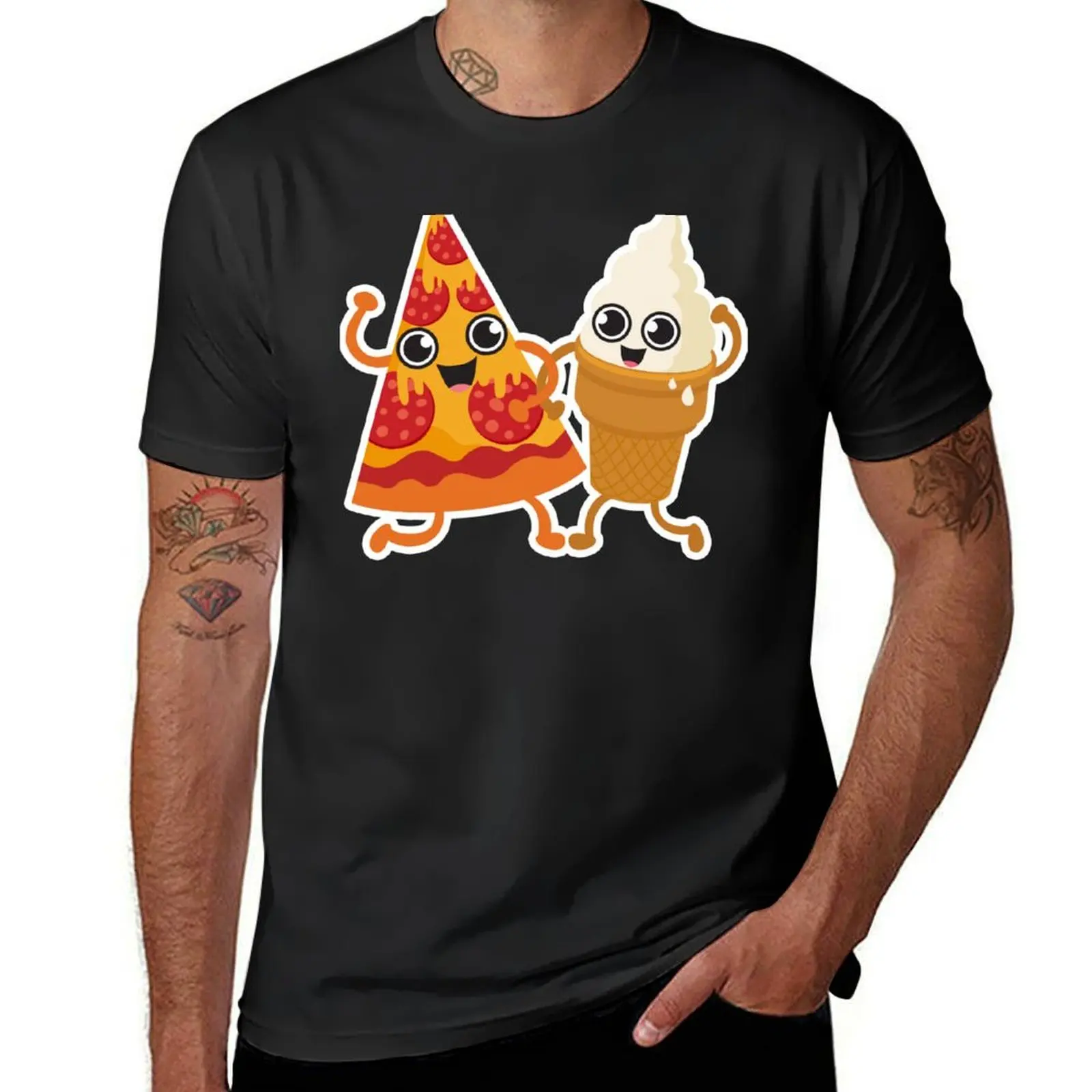 Pizza Ice-cream T-Shirt funnys new edition kawaii clothes blanks t shirts for men graphic