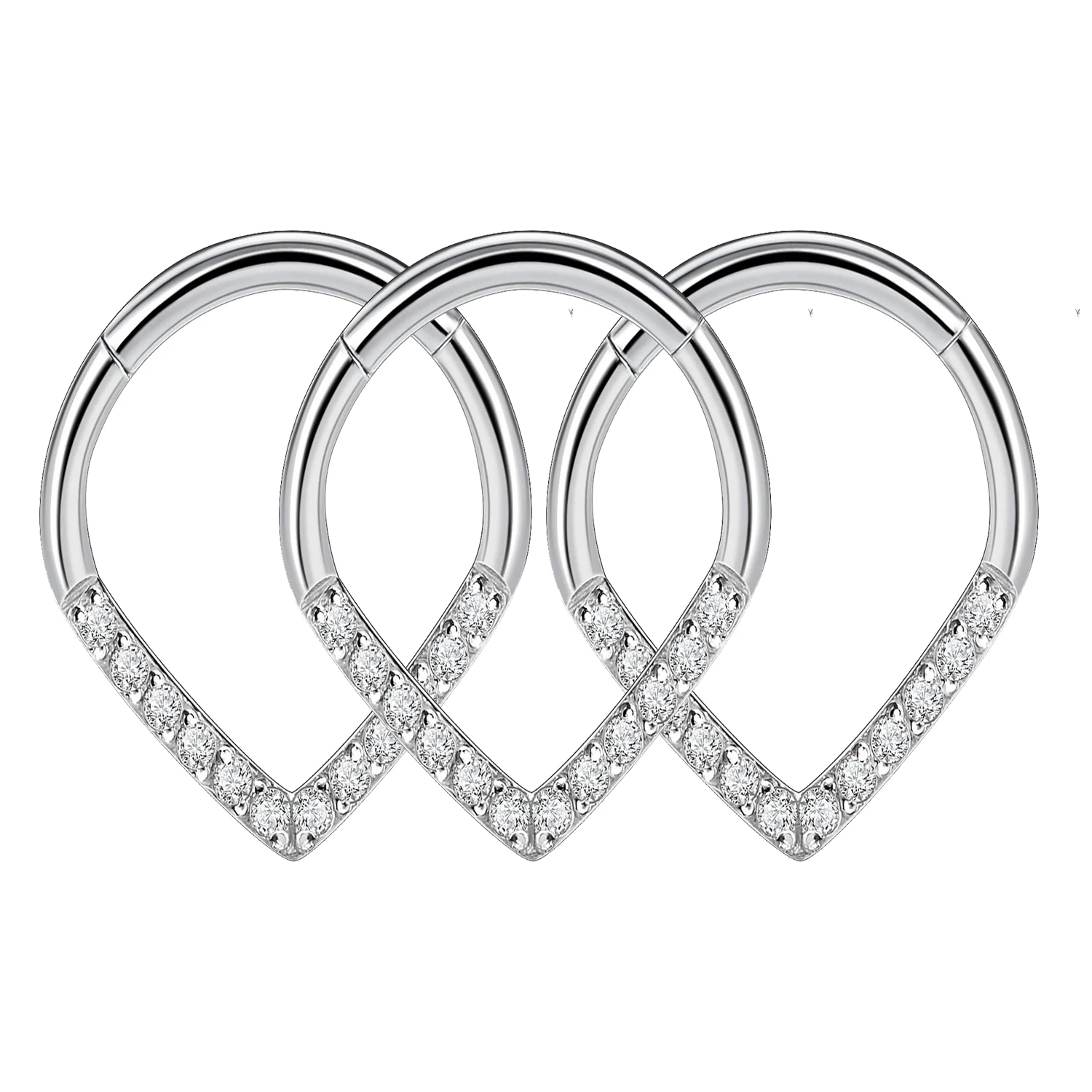 Heart Hinged Nose Ring Hoop in Titanium