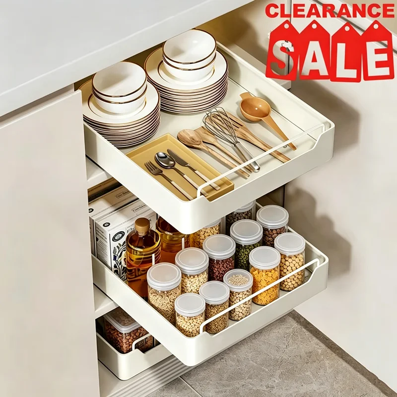 Heavy Duty Pull out Cabinet Organizer Slide out Pantry Shelves Drawer Storage Sliding Mesh Basket Kitchen Accessory