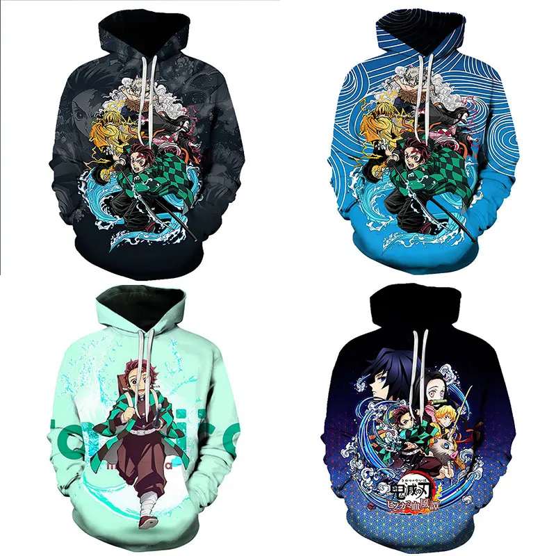

Demon Slayer Kamado Tanjirou Nezuko Japanese Anime Demon Slayer 3D Digital Printed Hoodie Casual Men Cosplay Sweatshirt Spring