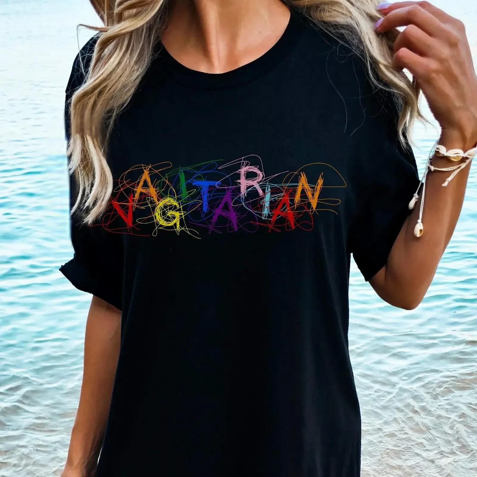 Pride T shirt in rainbow design VAGITARIAN made of cotton various colors as merch at the CSD Parade vintage Washed Stylish