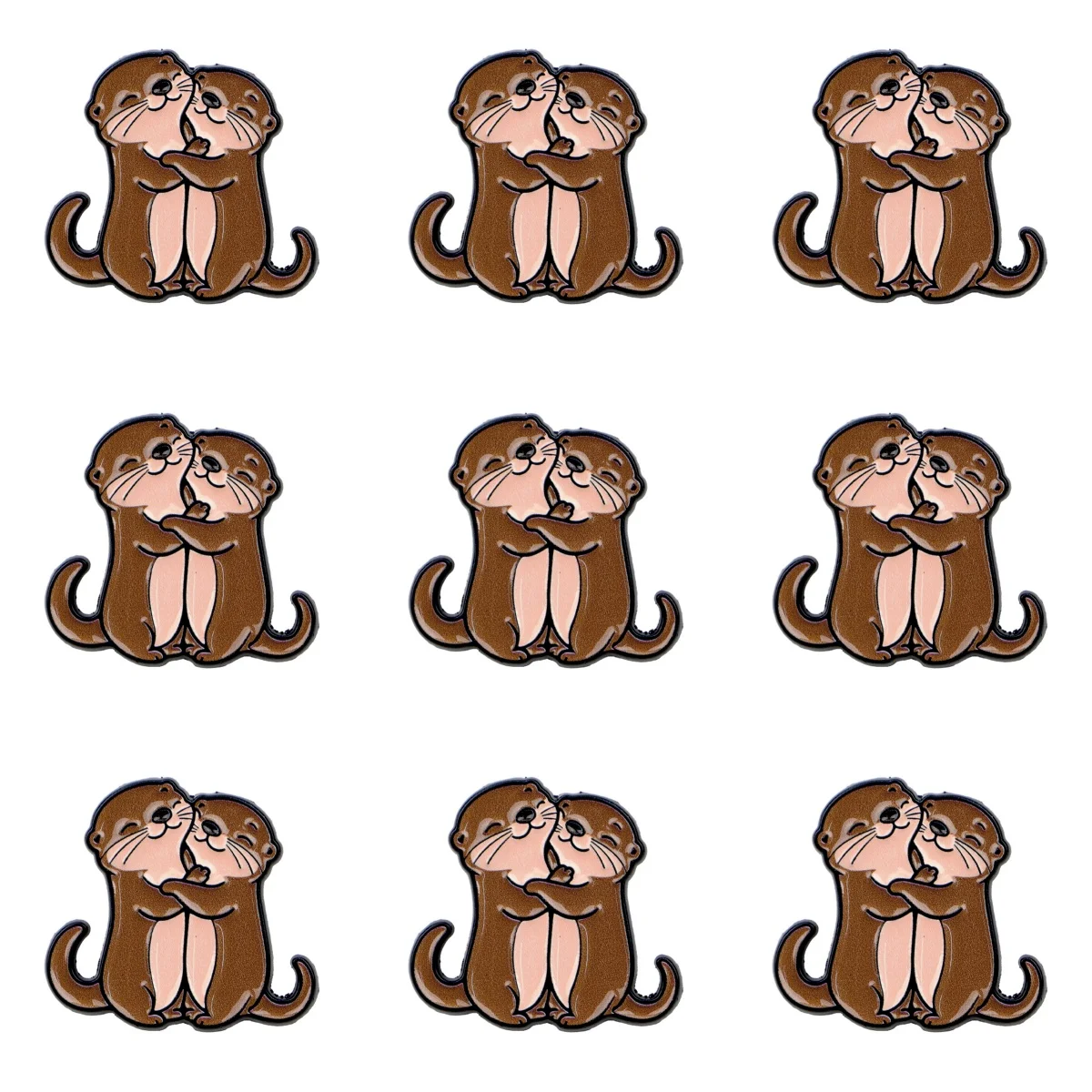 9 Stück Kawaii Otter Umarmung Emaille-Pin, Niedliche Paar-Seeovertier Anstecknadel für Rucksack, Kleidung, Dekoration, Valentinstagsgeschenk – Detail 2