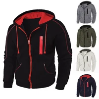 Chaqueta con capucha y cremallera completa para hombre con capucha y bolsillo liso para deportes al aire libre, deportes diarios, estampado en caliente, sudaderas informales básicas de diseñador