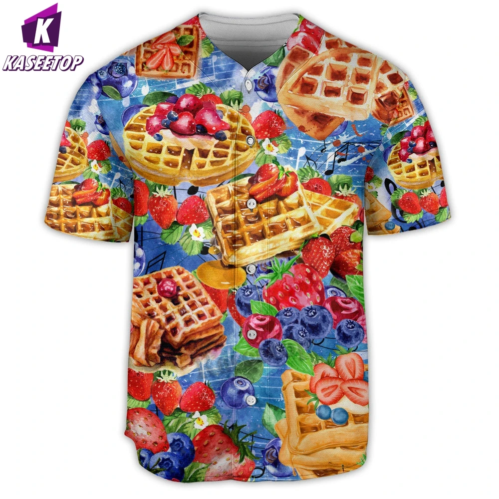 Food Waffles Art Lover Men 3D Print Baseball Jersey Shirt Adult Summer Tee Shirt Men's Hip Hop Tops Tee Oversized Streetwear