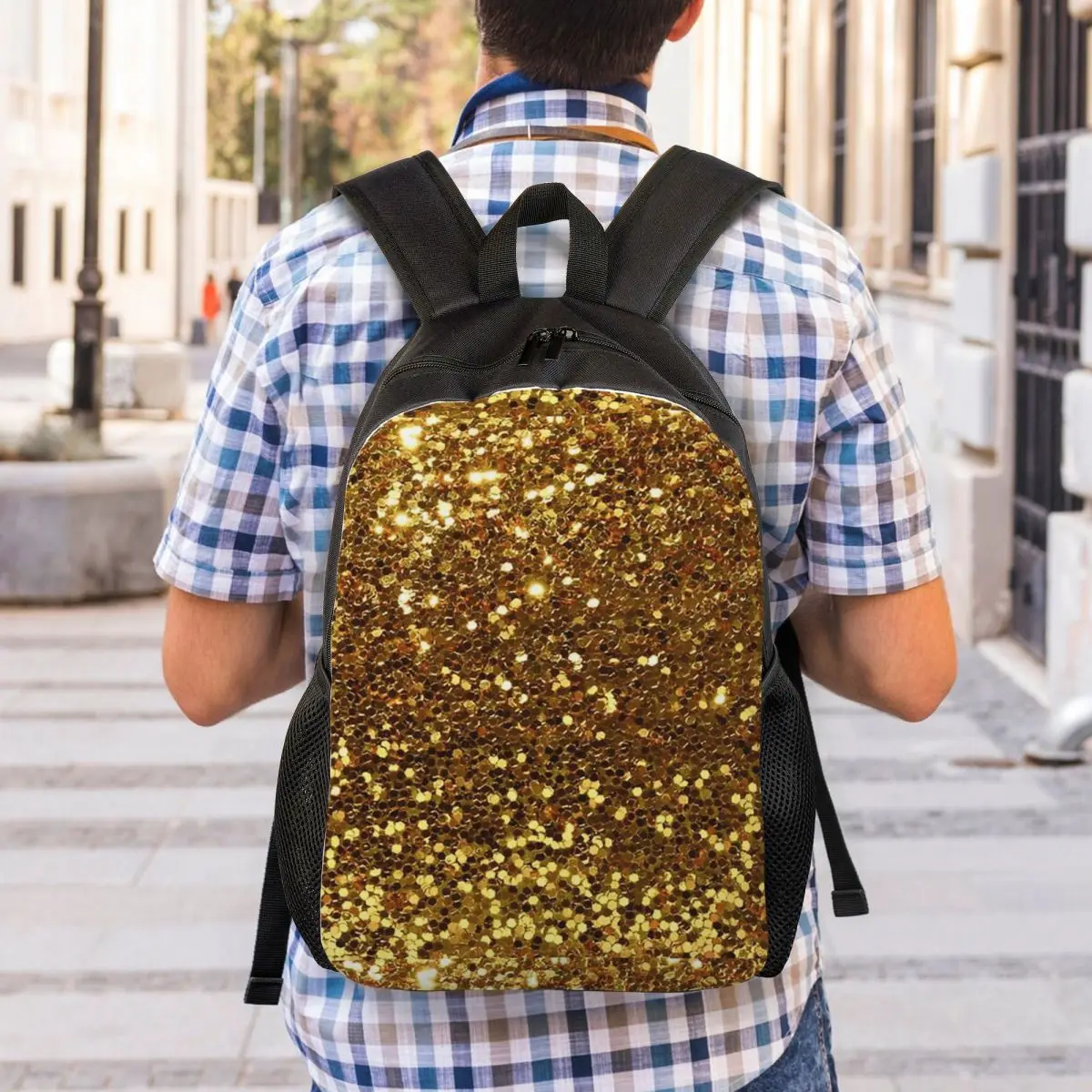 Ransel Glitter Emas Diskon Besar Tas Buku Anak Laki-laki Perempuan Kapasitas Besar Tas Sekolah Tas Bahu untuk Pria Wanita