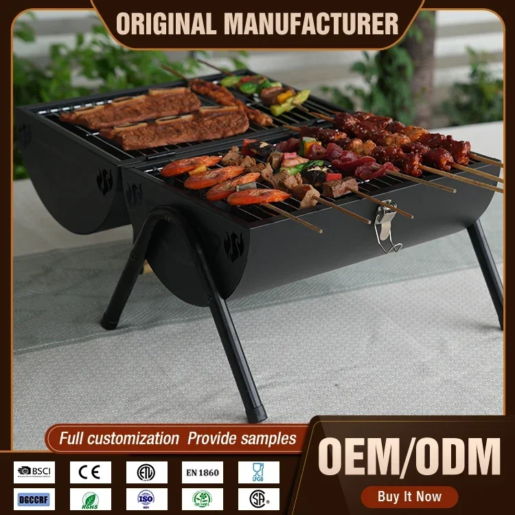 Outdoor Mini Portable Double-Sided Barbecue Grill Camping Home Use Charcoal Bbq Grill With Lock