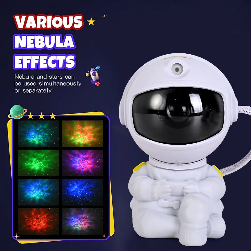 Sitting Astronaut Star Projection Lamp Full Sky Star Bedside Ornament Atmosphere Night Light Spaceman Laser Nebula Lamp