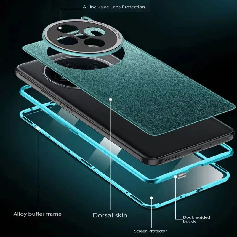 حافظة هاتف معدنية من الجلد الخلفي لهاتف Vivo X90 X100 X100S X200 Pro X100 Ultra من الزجاج المقسى غطاء حماية عدسة كاملة غطاء هاتف