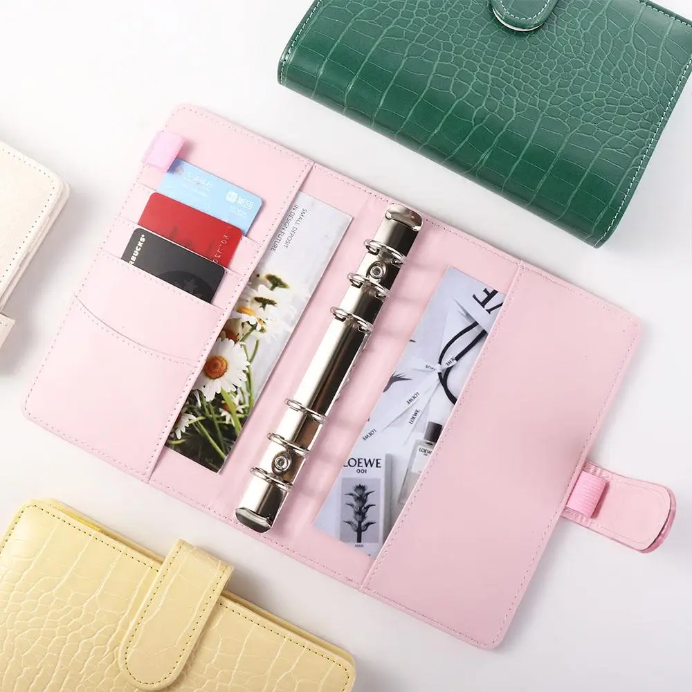 Book Stationery Ring Binder A6 Notebook PU Leather Crocodile Pattern Notepad Cover Notebook Cover Binder Cover Loose-Leaf Cover